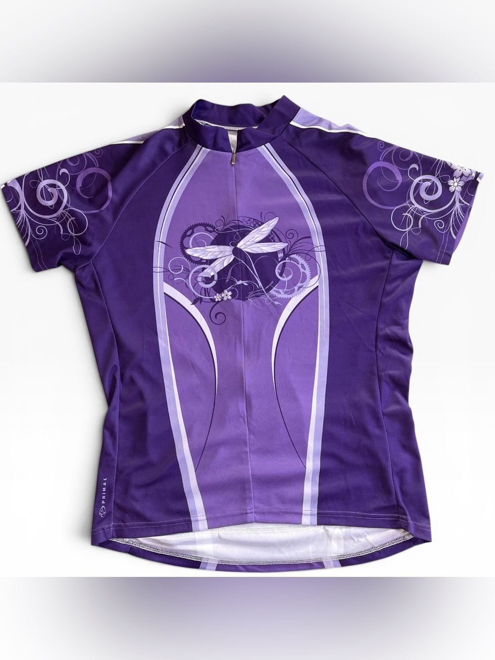 Primal Wear Women’s Purple Dragonfly Chrysalis Cycling Jersey L Front Zip